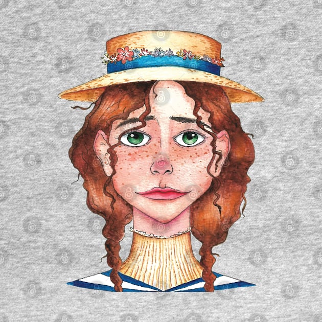 Little girl face with straw hat by Mako Design 
